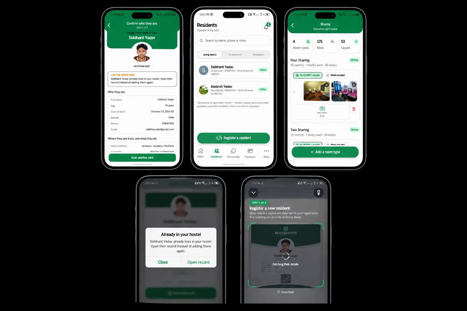 Registering a resident, step by step, in the app